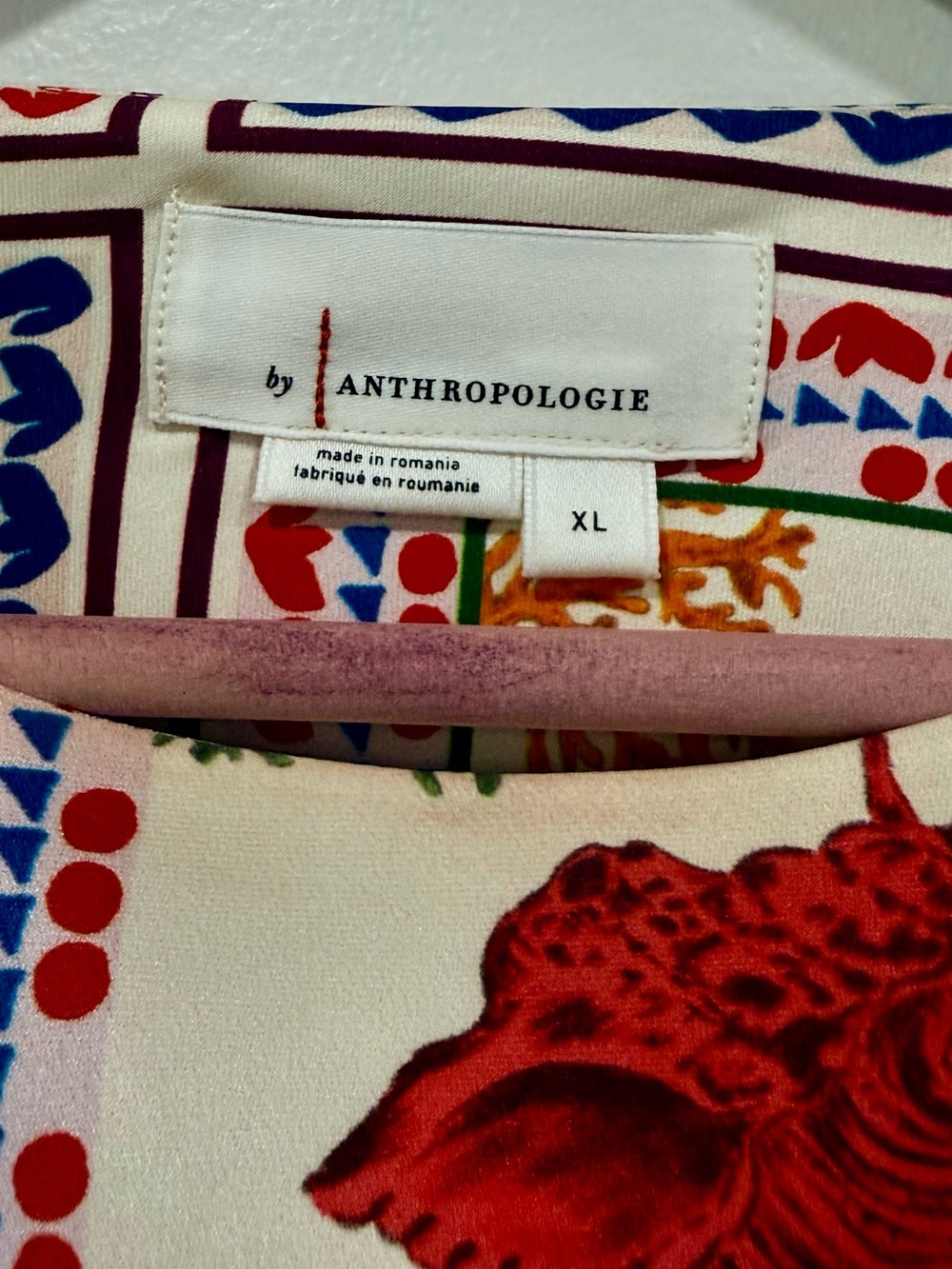 Anthropologie Ocean Mosaic Print Tile-Print Maxi Dress in Cream and Coral - Picture 5 of 8